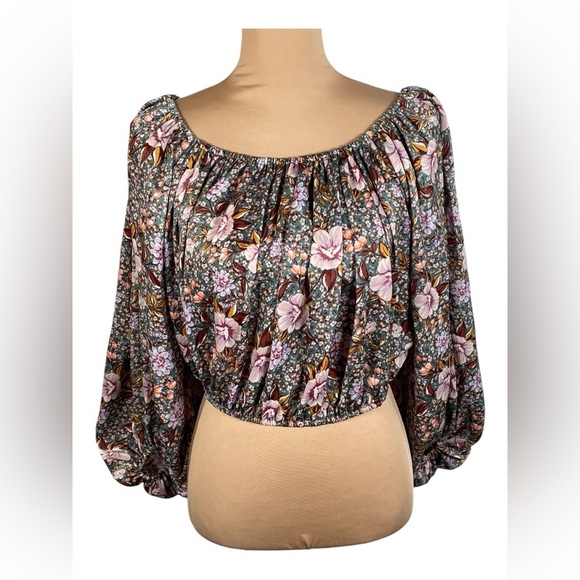 WILLOW & ROOT Floral Off The Shoulder‎ Top NWT XS - Picture 3 of 9